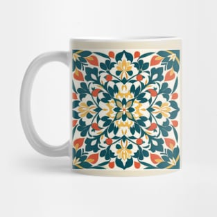 Tile Pattern - Turquoise, Yellow, and Orange Floral Mug